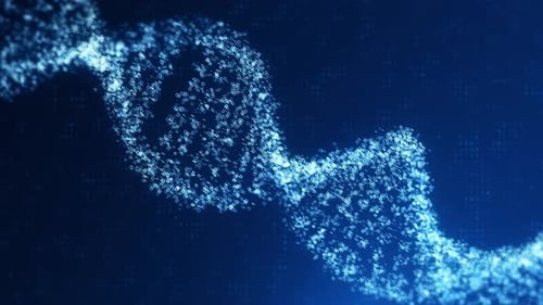 Rotating Digital DNA Helix Particle Background