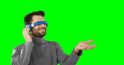 Man using virtual reality headset