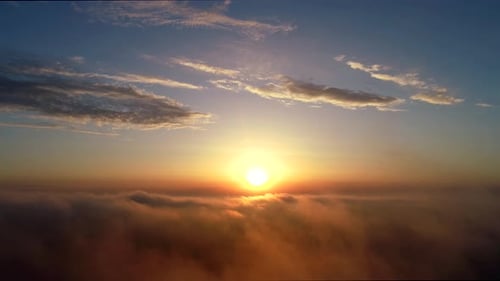 Gliding Above The Clouds On Sunset