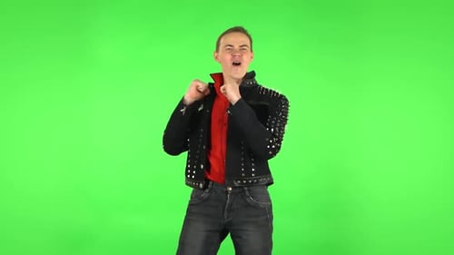 Guy Is Dancing Funny. Green Screen
