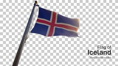 Iceland Flag Waving On A Transparent Alpha Background