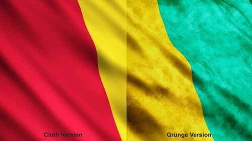 Guinea National Flag Waving Animation in Clean and Grunge Styles