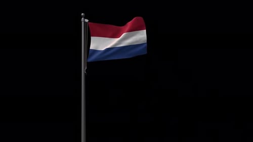 Realistic Netherlands Flag Waving on Flagpole Loop