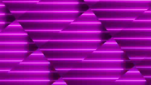 Animación de líneas brillantes geométricas con luz neón de color rosa. Vd 724