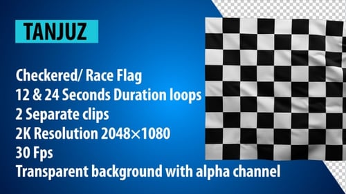 Waving Checkered Race Flag with Alpha Channel Animation
