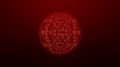 Abstract Red Plexus Sphere Rotating Technology Background