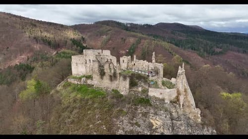 Aerial view of Povazsky castle in Slovakia