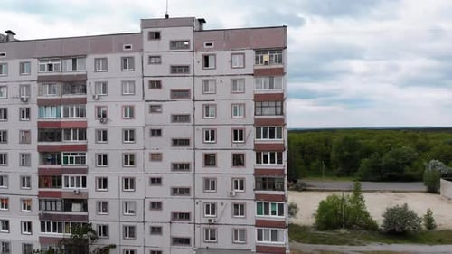 Industrial Alpinism. Aerial View. Work on Outer Insulate Building with Styrofoam