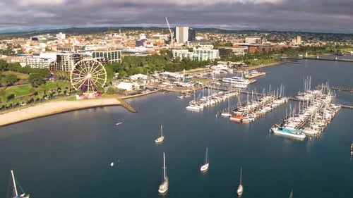 Urban Beach and Sailboats from Above