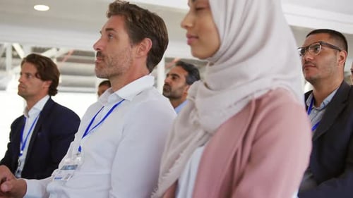 Close up of the audience at a business conference