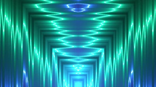 Pulsing Neon Light Tunnel with Energy Waves Background