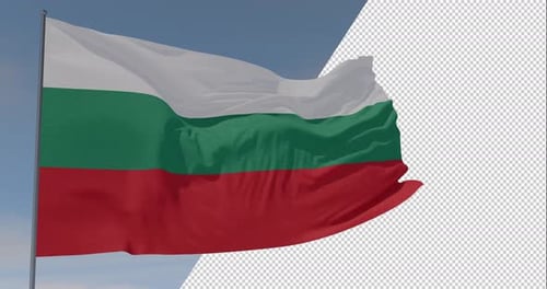 Realistic Bulgaria Flag Waving on Pole