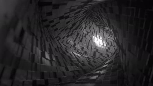 Abstract Tunnel Made of Black Blocks