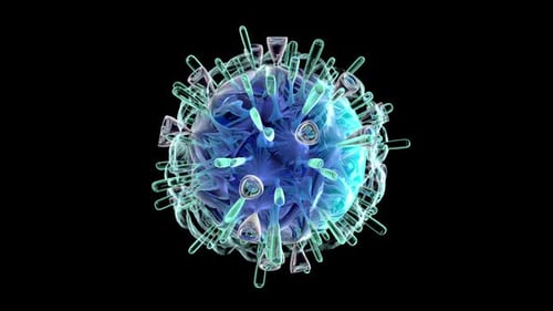 3D Rotating Virus Microbe Scientific Animation Loop
