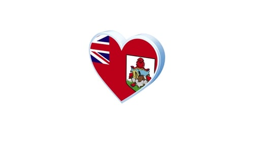 3D Animated Bermuda Flag in a Heart Shape