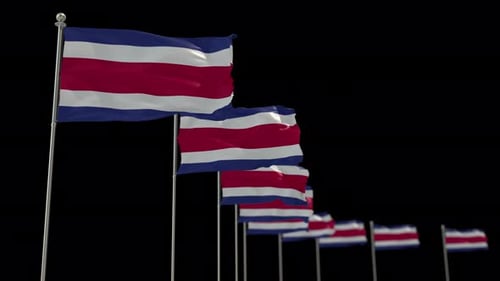 Waving Costa Rica Flags with Realistic 3D Animation