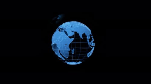 Simple High Technology Blue Earth Globe Hologram 4k