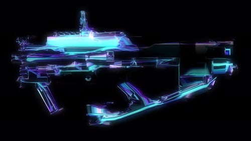 Futuristic Glitch Weapon Digital Hologram Animation