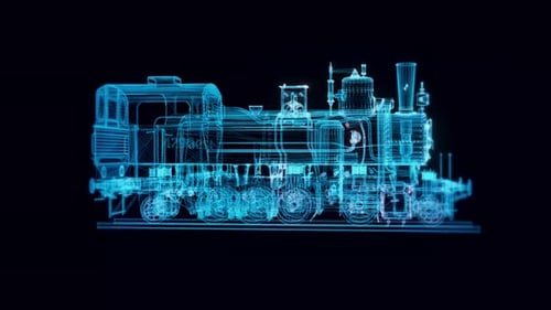 Locomotive Tank Engine Hologram Rotating 4k