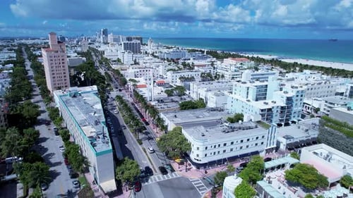 Coast city of Miami Beach Florida United States. Tropical scenery.