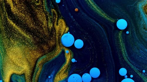 Multicolored Acrylic Paint. Slow Motion. Fantastic Surface. Abstract Colorful Paint. Top View