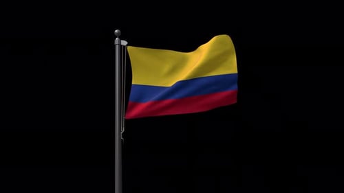 Waving Colombian Flag with Alpha Channel Background