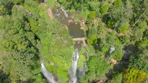 Aerial Shot of the Biggest Waterfall on the Bali Island - the Sekumpul Waterfall. Travel To Bali