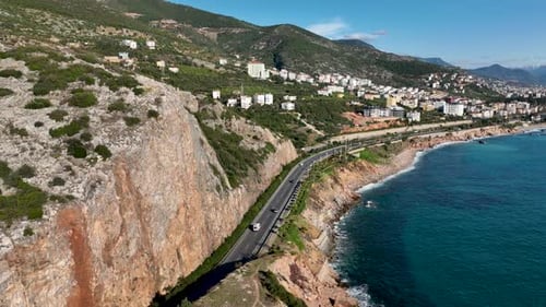 Traffic on the Beach Aerial View 4 K
