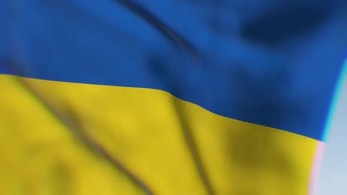 Realistic Waving Ukrainian Flag Seamless Loop