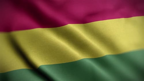 Seamless Waving Fabric Flag Animation with Red Yellow Green Stripes