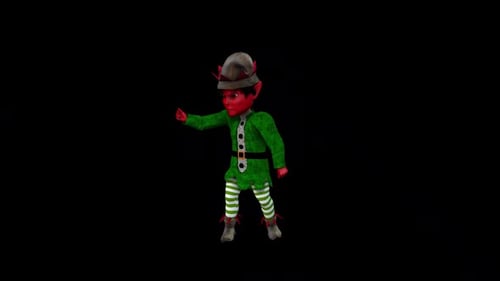 Animated Christmas Elf Character Dancing Loop