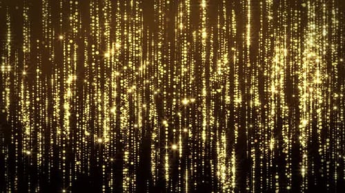 Golden Glittering Particles Falling Abstract Celebration Background