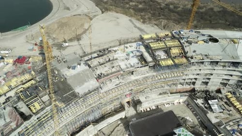 A Large Construction Site Filmed on a Quadcopter