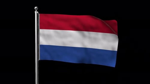 Netherlands National Flag Waving Loop with Alpha Channel