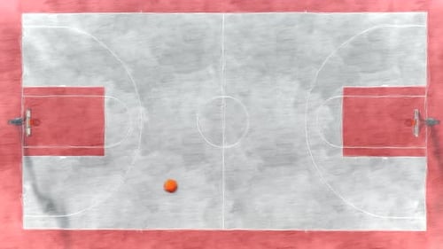 Animated Basketball Bouncing on Sketchy Court