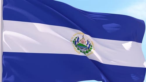 Waving Flag of El Salvador Seamless Loop Animation