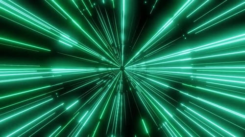 Green Neon Lines Warp Speed Technology Abstract Background Loop