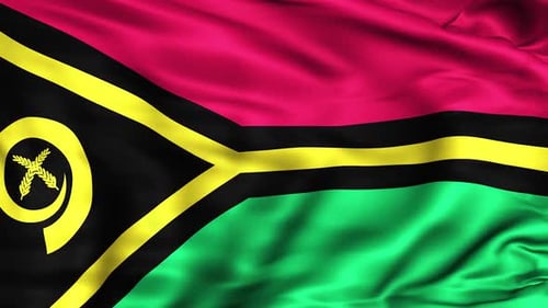 Waving Flag of Vanuatu with Realistic Fabric Motion