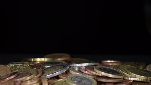 Close Up of a Pile of Euro Coins