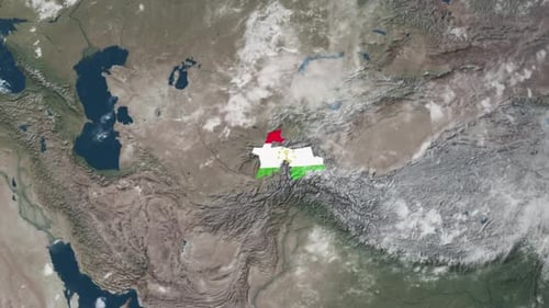 Earth Zoom to Tajikistan Map and Flag Reveal