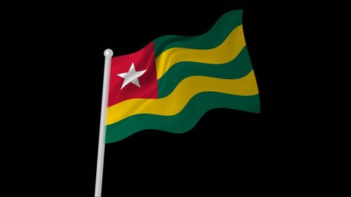 Waving Togo National Flag on Pole Seamless Loop