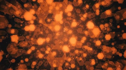 Abstract Glowing Hexagon Digital Data Network Background