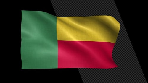 Waving Flag of Benin with Realistic Fabric Texture