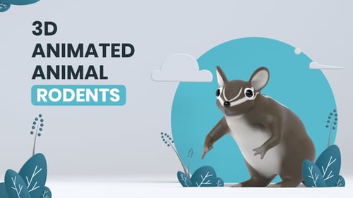 3D Animated Cartoon Mouse Creature Looking Around