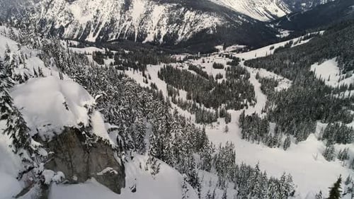 Powder Snow Aerial Reveal Of Winter Sports Resort