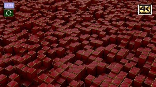 Abstract Red and Gold Cubes Wave Motion Background