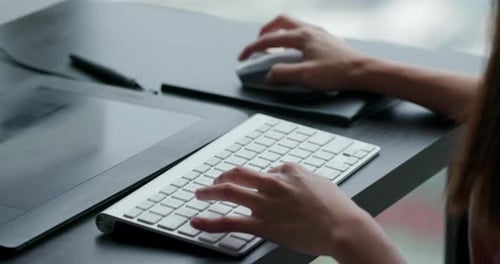Woman work on home office