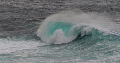 Waves in Atlantic Ocean, Porto Moniz, Madeira Island Portugal, Slow Motion 4K