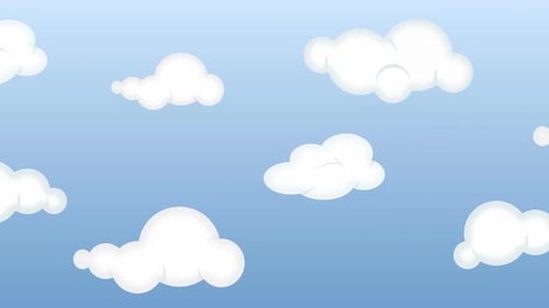 Cartoon Clouds Seamlessly Looping Across Blue Sky