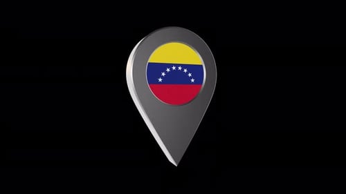 Venezuela Flag 3D Location Pin Rotating Animation